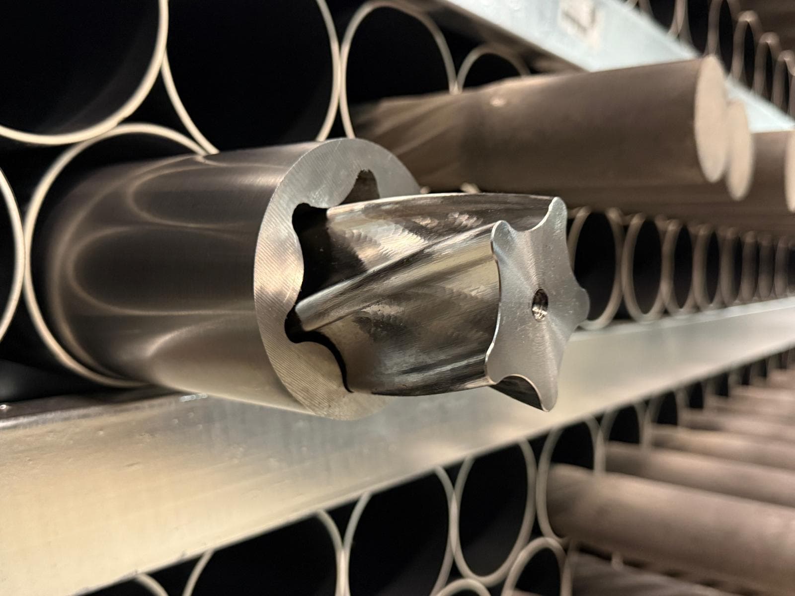 Precision steel stator tubes in manufacturing inventory at EC-Profile